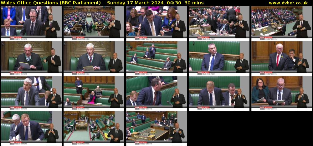 Wales Office Questions (BBC Parliament) Sunday 17 March 2024 04:30 - 05:00