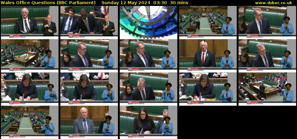 Wales Office Questions (BBC Parliament) Sunday 12 May 2024 03:30 - 04:00