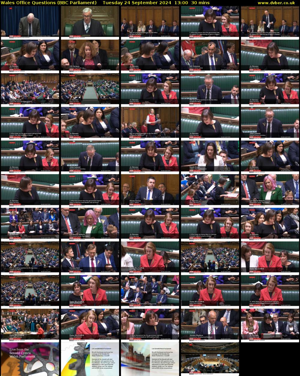 Wales Office Questions (BBC Parliament) Tuesday 24 September 2024 13:00 - 13:30