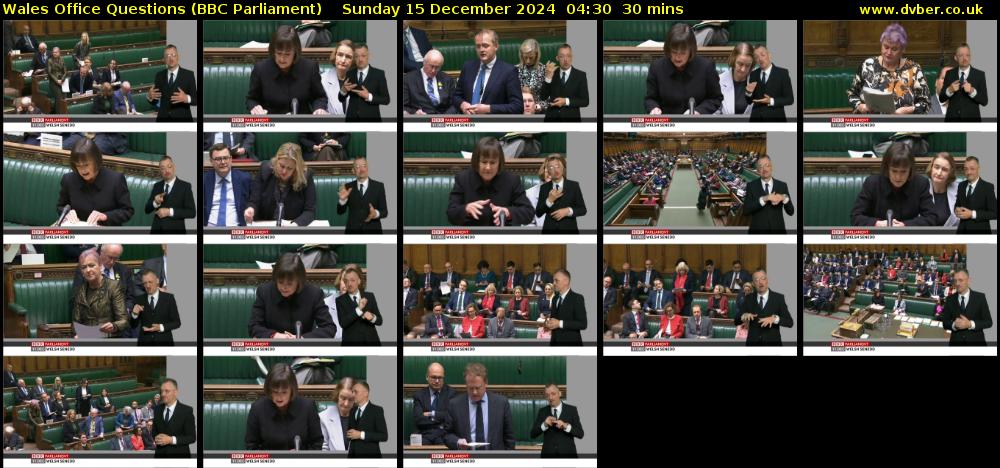 Wales Office Questions (BBC Parliament) Sunday 15 December 2024 04:30 - 05:00