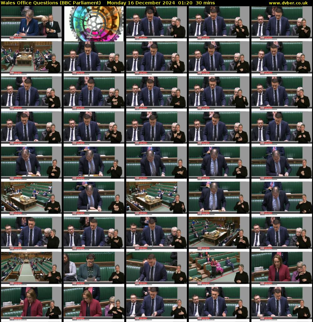 Wales Office Questions (BBC Parliament) Monday 16 December 2024 01:20 - 01:50