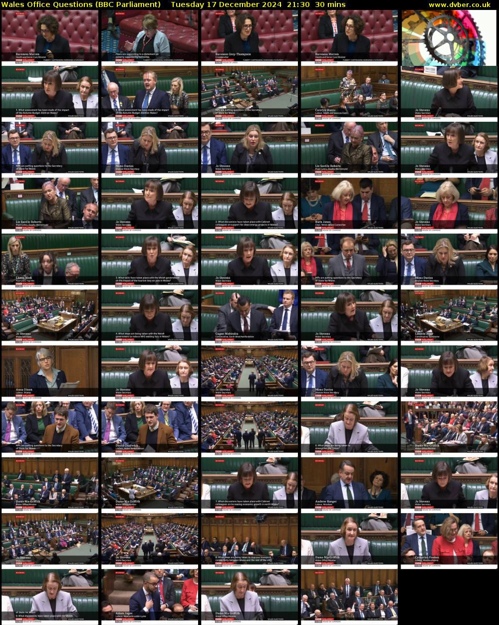 Wales Office Questions (BBC Parliament) Tuesday 17 December 2024 21:30 - 22:00