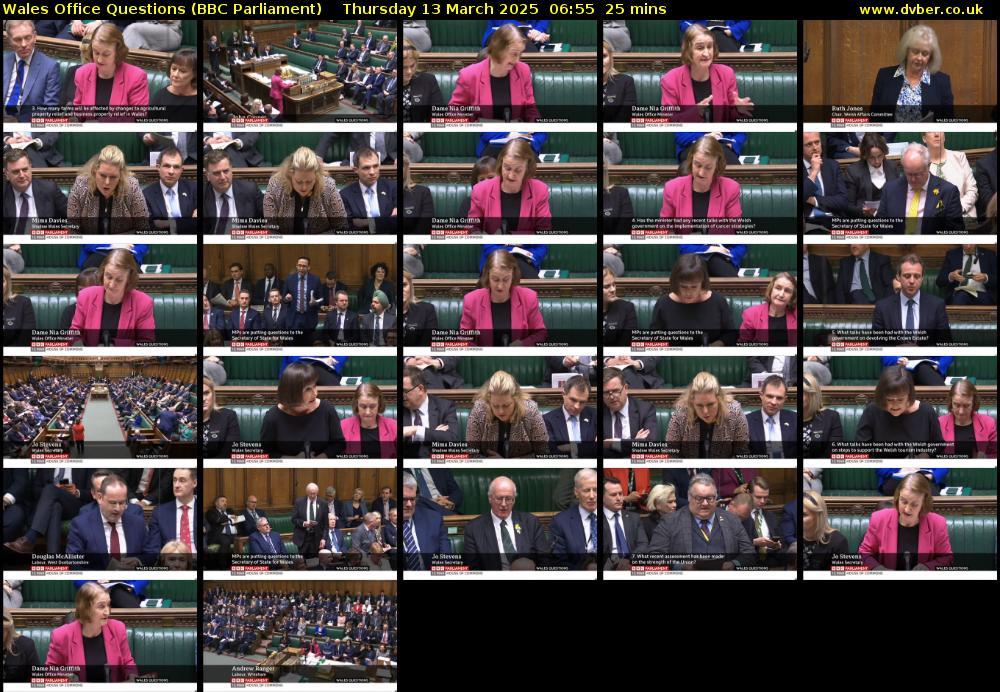 Wales Office Questions (BBC Parliament) Thursday 13 March 2025 06:55 - 07:20