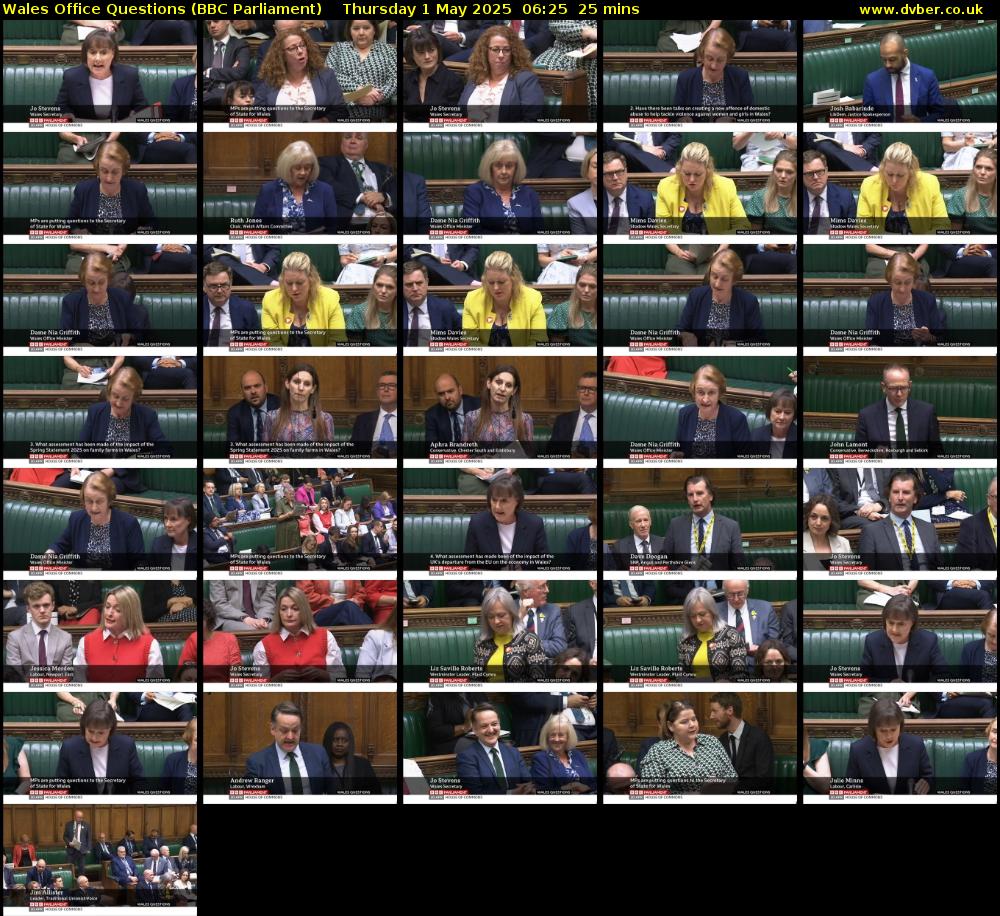 Wales Office Questions (BBC Parliament) Thursday 1 May 2025 06:25 - 06:50