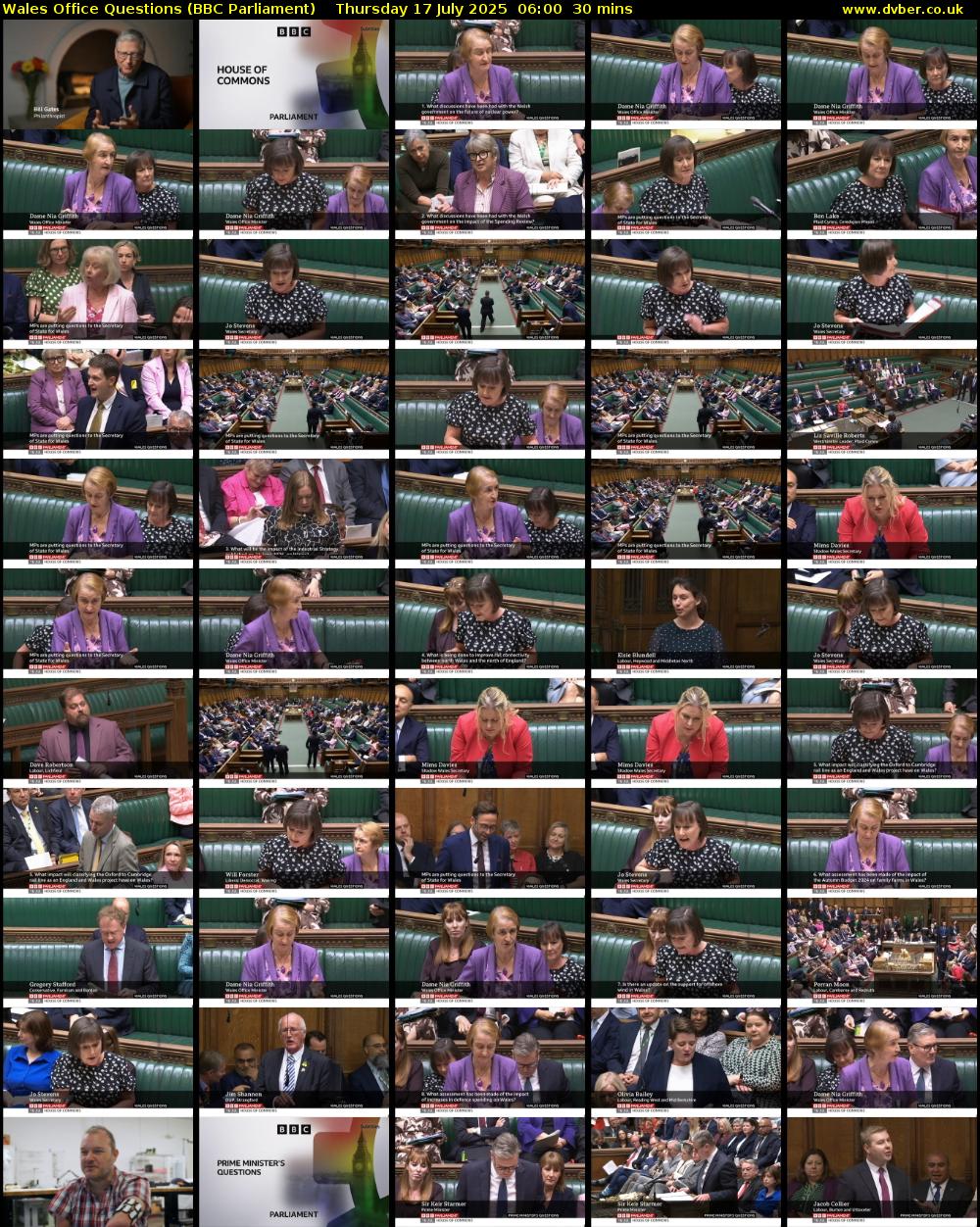 Wales Office Questions (BBC Parliament) Thursday 17 July 2025 06:00 - 06:30