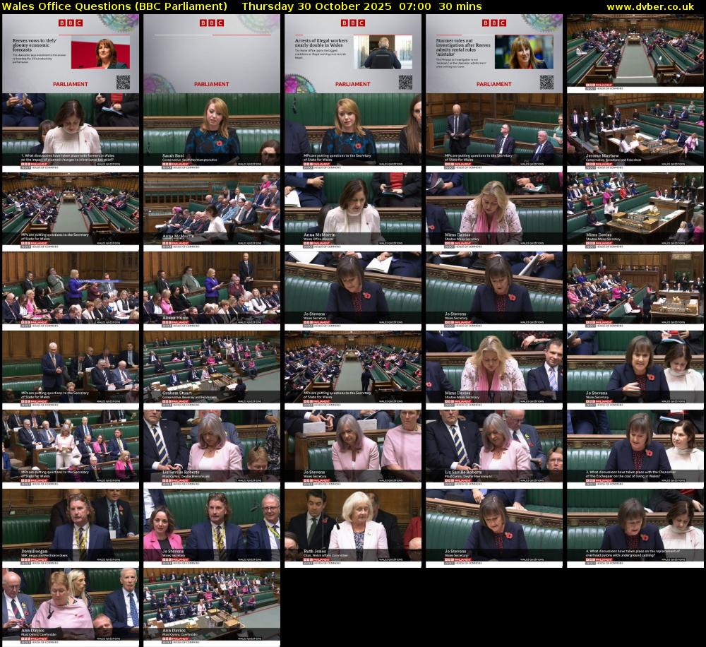 Wales Office Questions (BBC Parliament) Thursday 30 October 2025 07:00 - 07:30