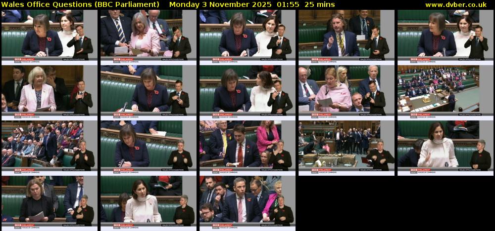 Wales Office Questions (BBC Parliament) Monday 3 November 2025 01:55 - 02:20