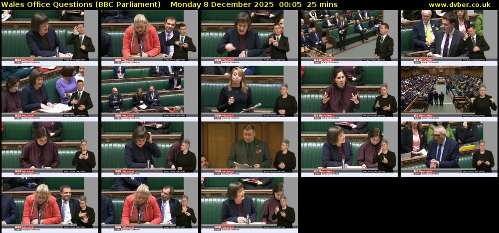 Wales Office Questions (BBC Parliament) Monday 8 December 2025 00:05 - 00:30