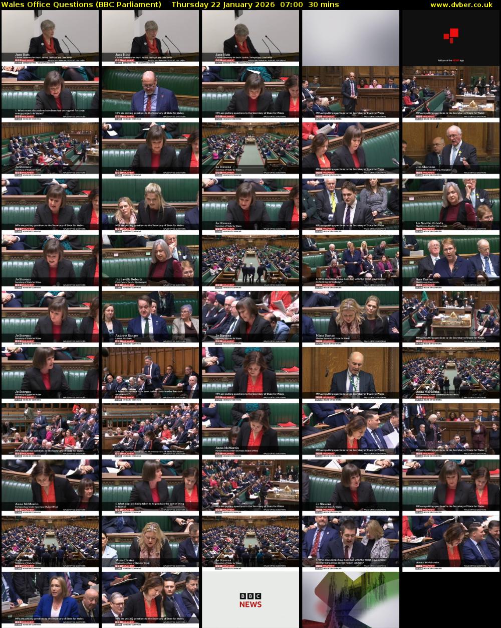 Wales Office Questions (BBC Parliament) Thursday 22 January 2026 07:00 - 07:30