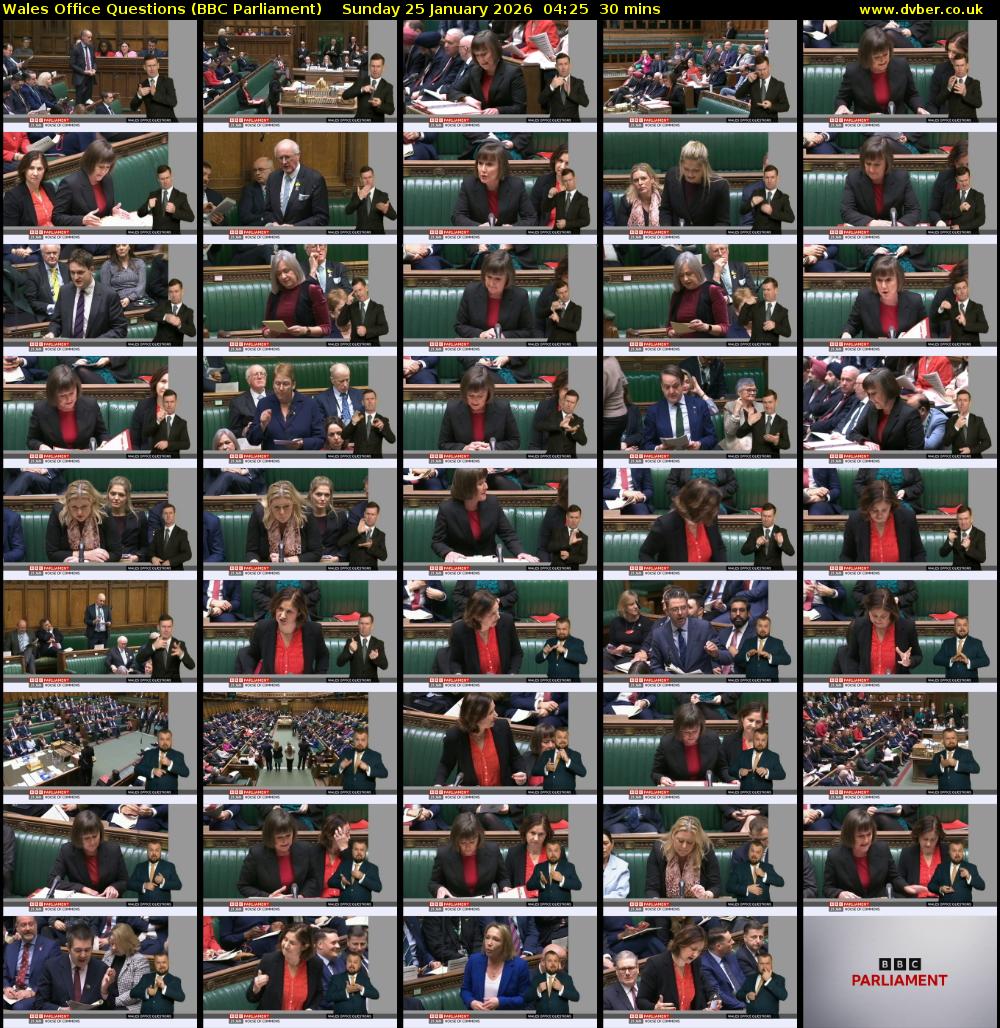 Wales Office Questions (BBC Parliament) Sunday 25 January 2026 04:25 - 04:55
