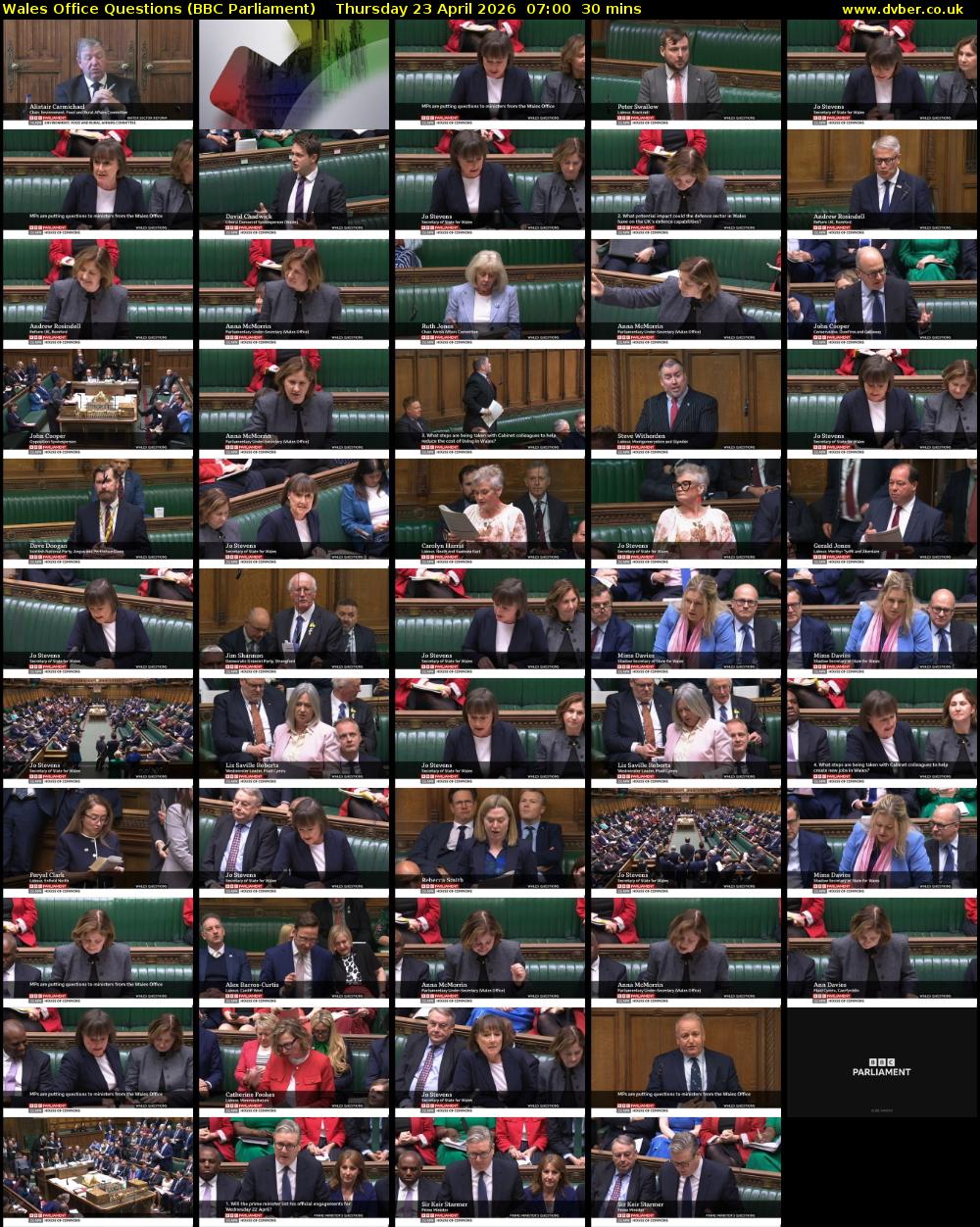 Wales Office Questions (BBC Parliament) Thursday 23 April 2026 07:00 - 07:30