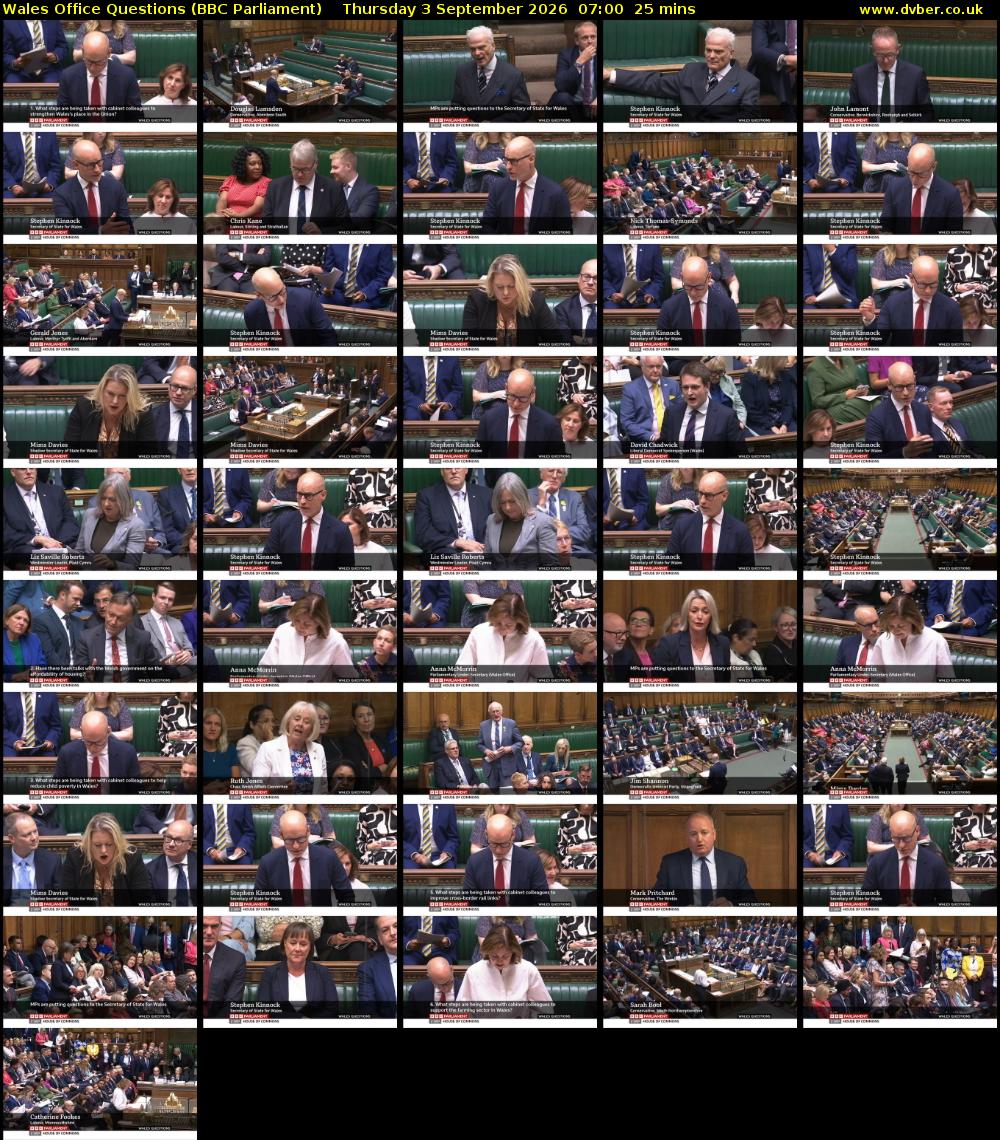 Wales Office Questions (BBC Parliament) Thursday 3 September 2026 07:00 - 07:25