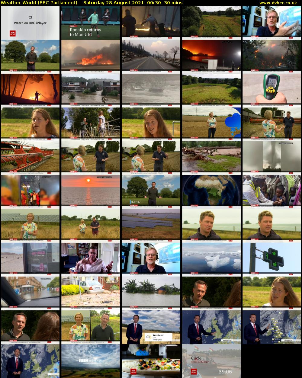 Weather World (BBC Parliament) Saturday 28 August 2021 00:30 - 01:00