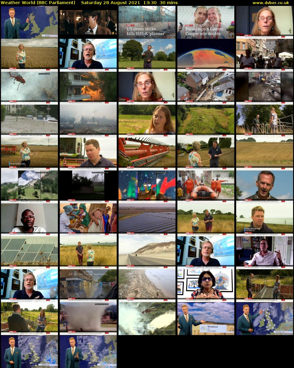Weather World (BBC Parliament) Saturday 28 August 2021 13:30 - 14:00