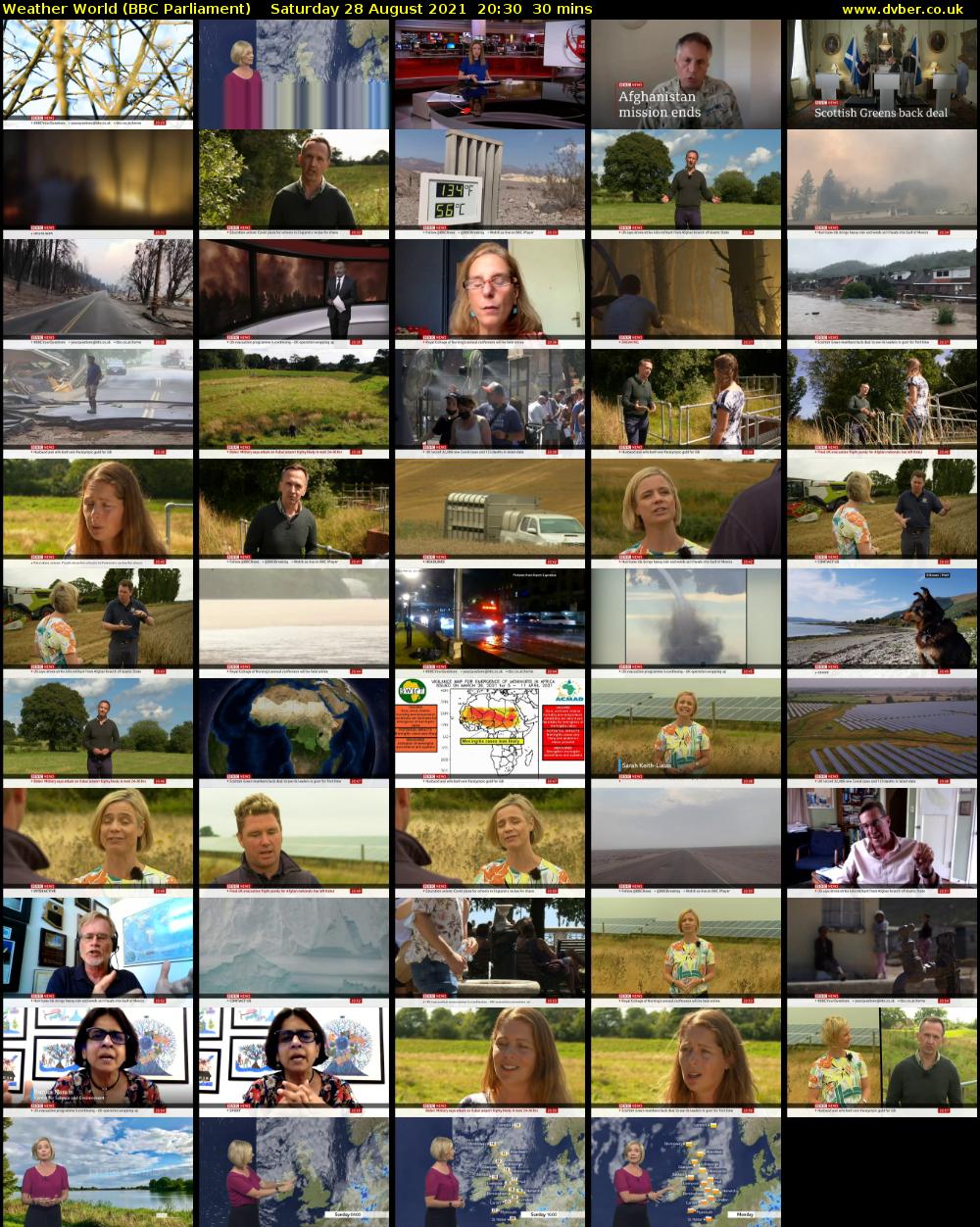 Weather World (BBC Parliament) Saturday 28 August 2021 20:30 - 21:00
