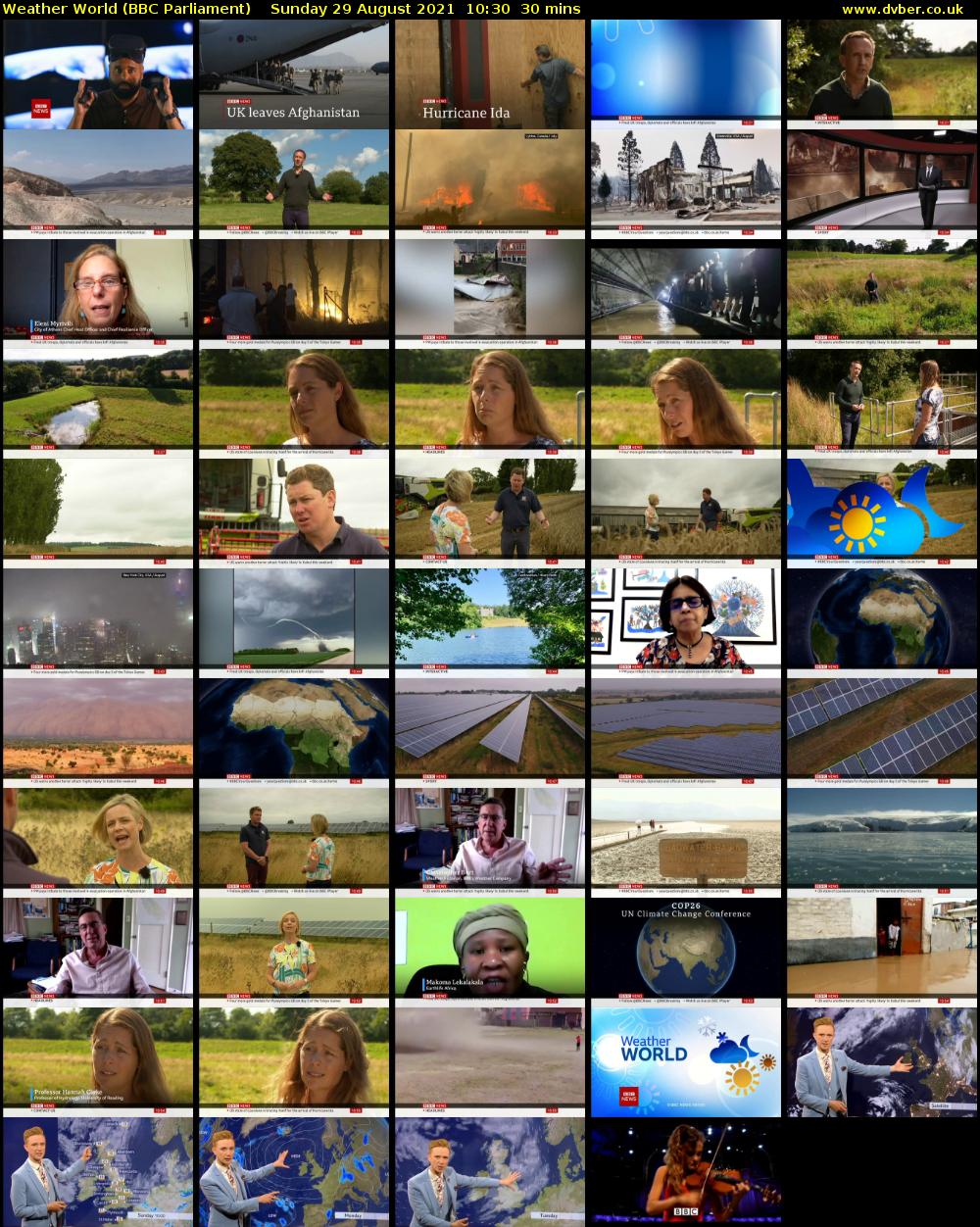 Weather World (BBC Parliament) Sunday 29 August 2021 10:30 - 11:00
