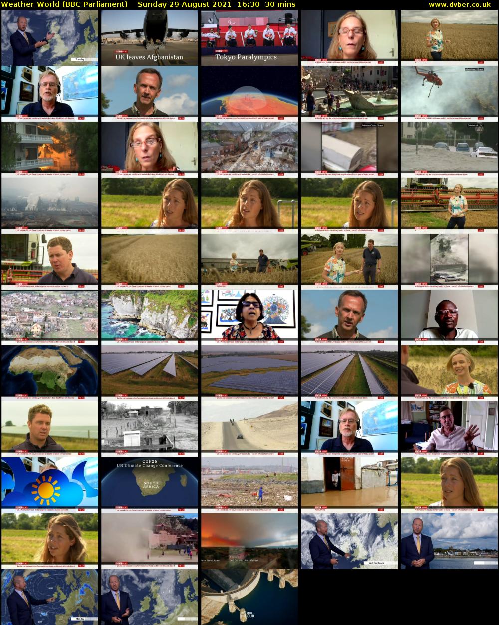Weather World (BBC Parliament) Sunday 29 August 2021 16:30 - 17:00