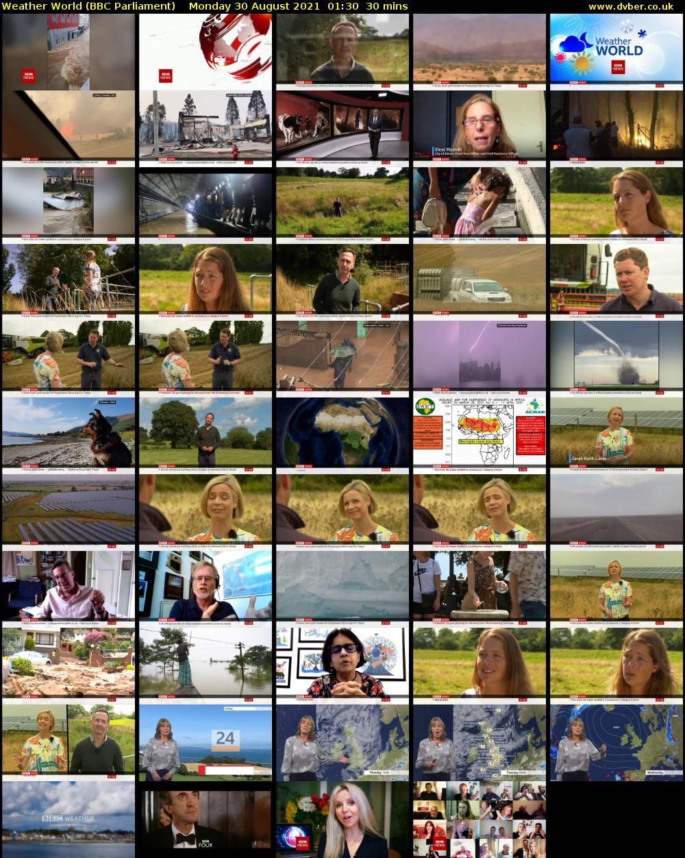 Weather World (BBC Parliament) Monday 30 August 2021 01:30 - 02:00