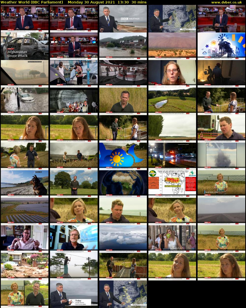 Weather World (BBC Parliament) Monday 30 August 2021 13:30 - 14:00