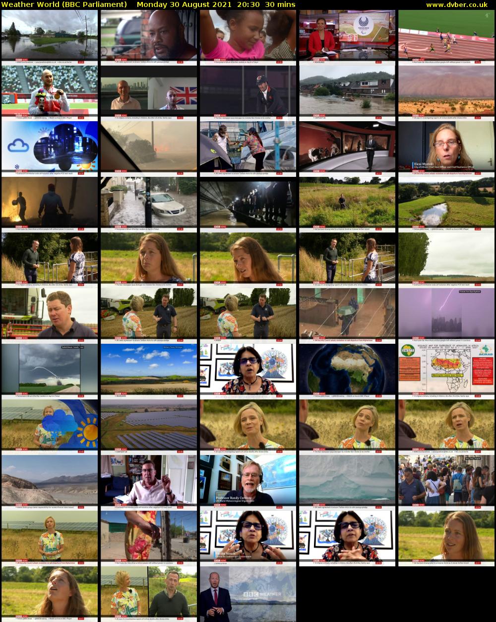 Weather World (BBC Parliament) Monday 30 August 2021 20:30 - 21:00