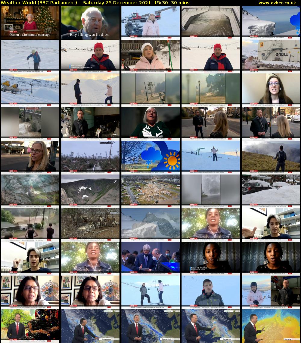 Weather World (BBC Parliament) Saturday 25 December 2021 15:30 - 16:00