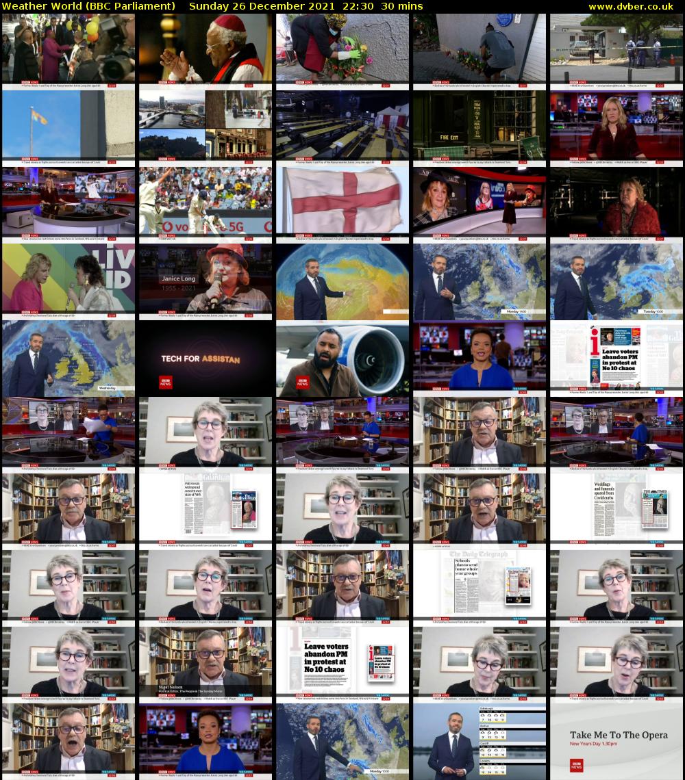 Weather World (BBC Parliament) Sunday 26 December 2021 22:30 - 23:00