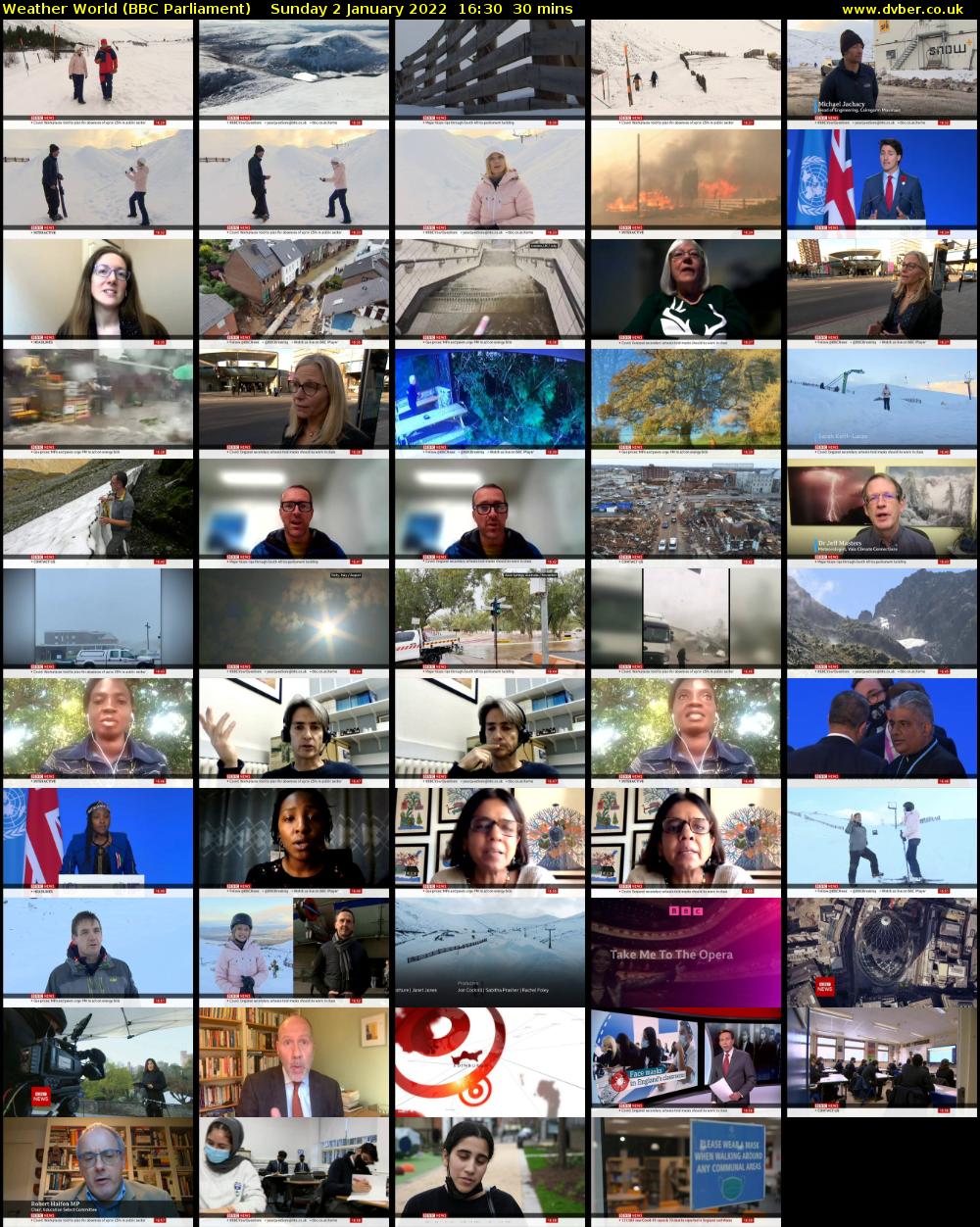 Weather World (BBC Parliament) Sunday 2 January 2022 16:30 - 17:00