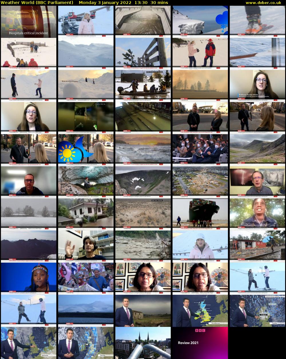 Weather World (BBC Parliament) Monday 3 January 2022 13:30 - 14:00