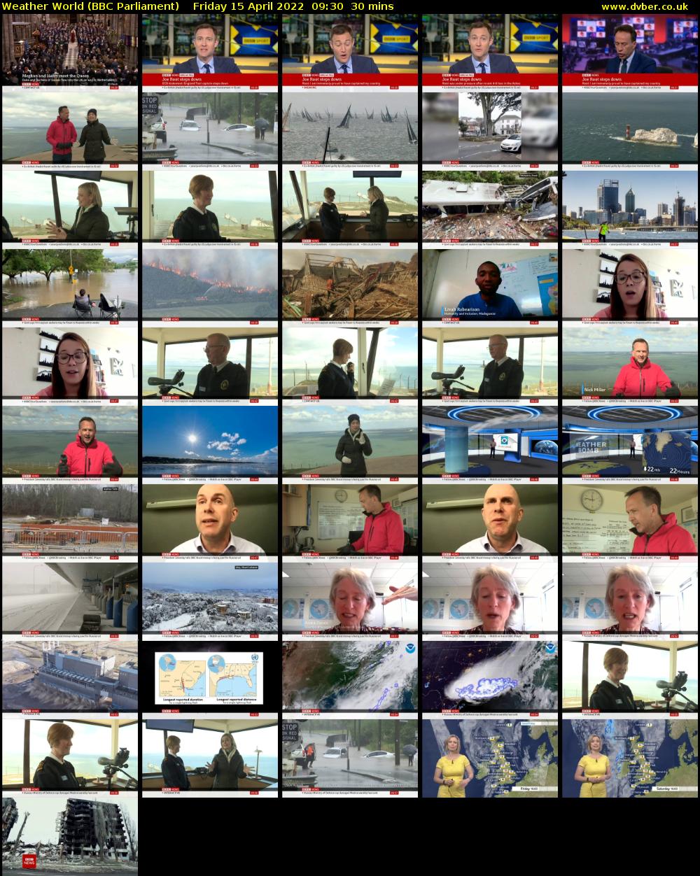 Weather World (BBC Parliament) Friday 15 April 2022 09:30 - 10:00
