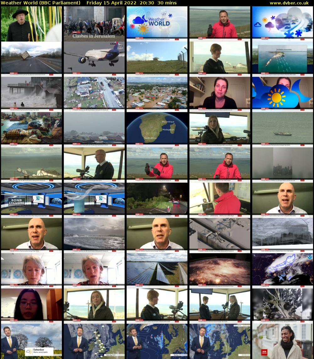 Weather World (BBC Parliament) Friday 15 April 2022 20:30 - 21:00