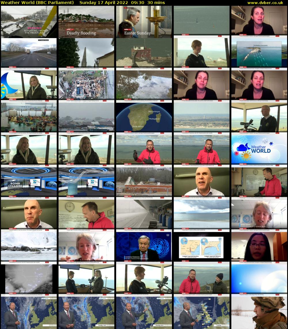 Weather World (BBC Parliament) Sunday 17 April 2022 09:30 - 10:00