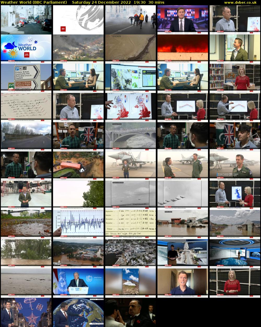 Weather World (BBC Parliament) Saturday 24 December 2022 19:30 - 20:00