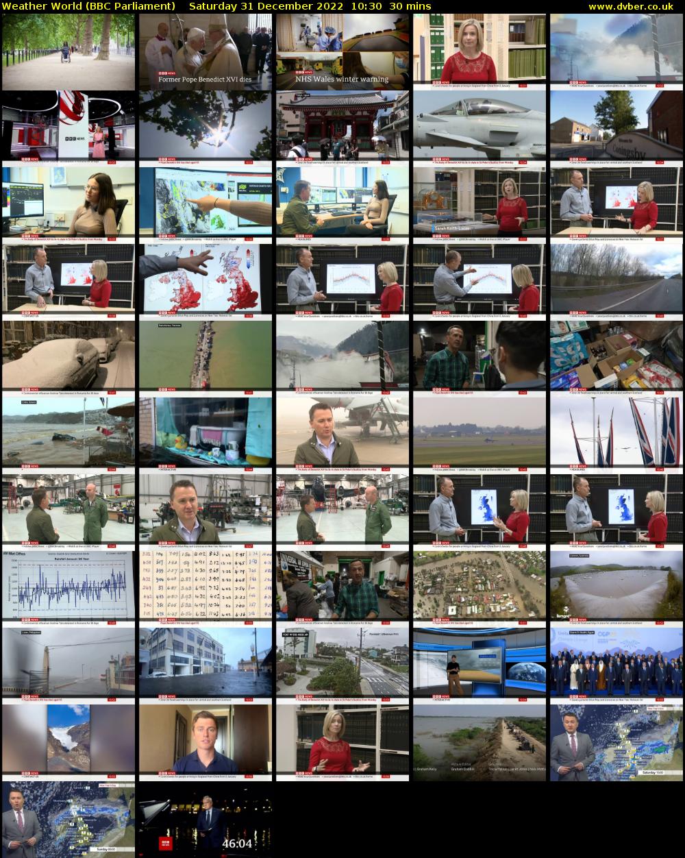 Weather World (BBC Parliament) Saturday 31 December 2022 10:30 - 11:00