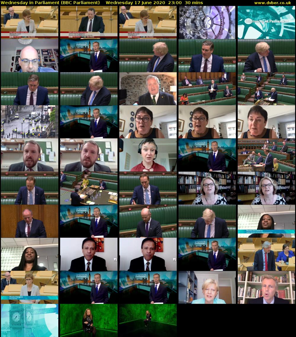 Wednesday in Parliament (BBC Parliament) Wednesday 17 June 2020 23:00 - 23:30