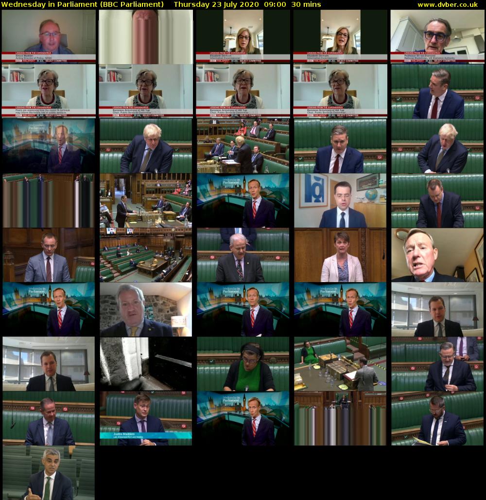 Wednesday in Parliament (BBC Parliament) Thursday 23 July 2020 09:00 - 09:30