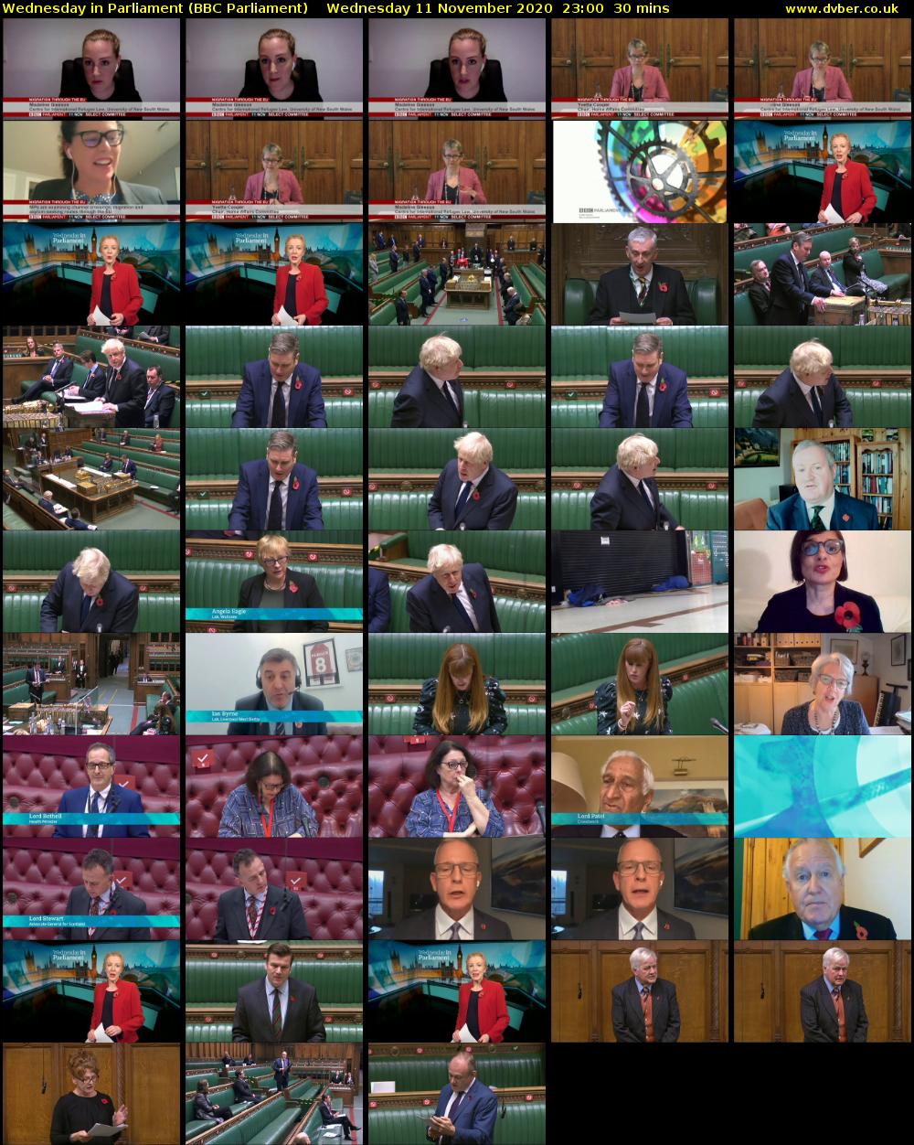 Wednesday in Parliament (BBC Parliament) Wednesday 11 November 2020 23:00 - 23:30