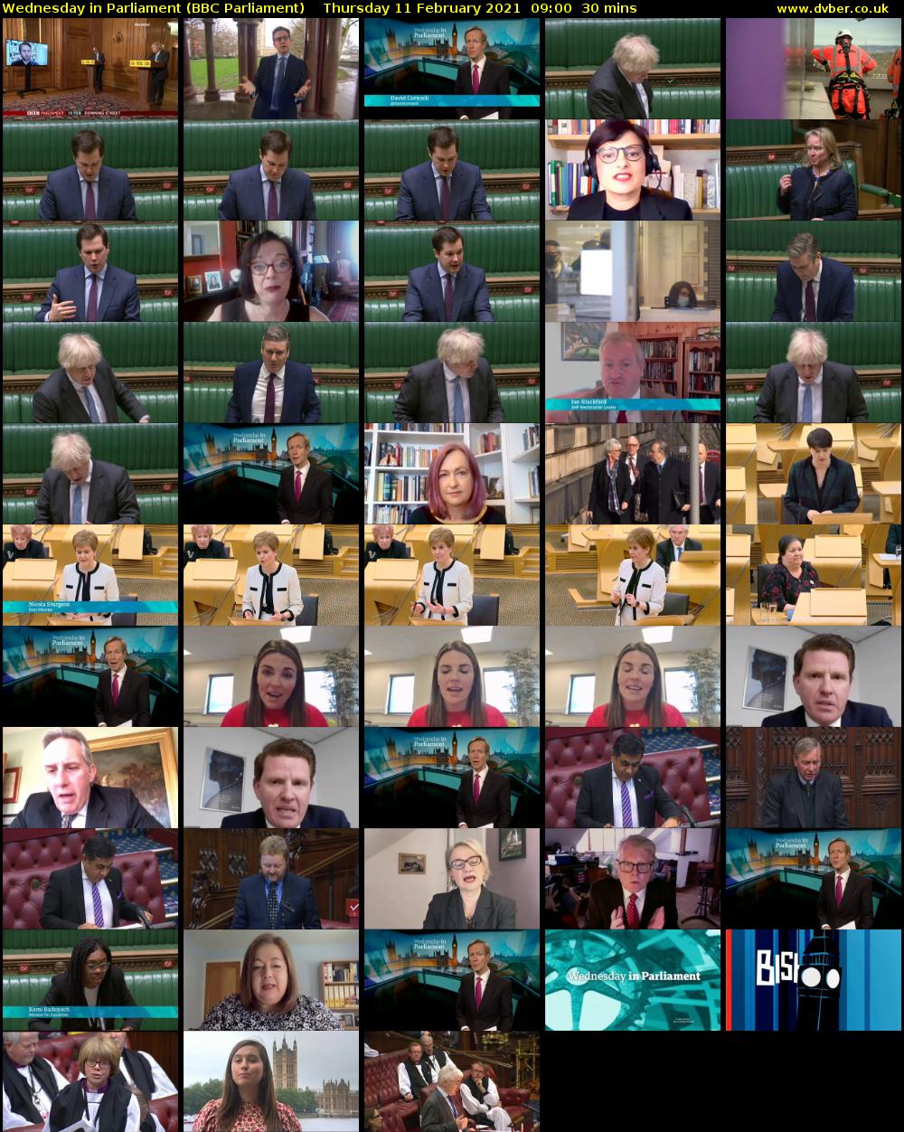 Wednesday in Parliament (BBC Parliament) Thursday 11 February 2021 09:00 - 09:30