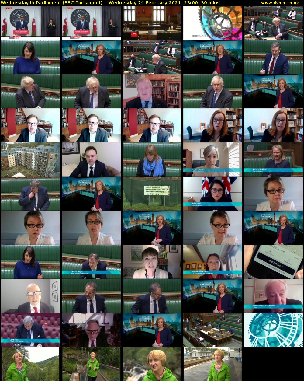 Wednesday in Parliament (BBC Parliament) Wednesday 24 February 2021 23:00 - 23:30