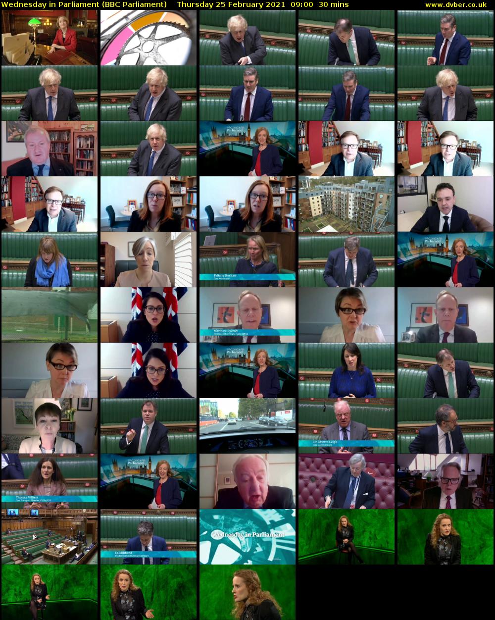 Wednesday in Parliament (BBC Parliament) Thursday 25 February 2021 09:00 - 09:30