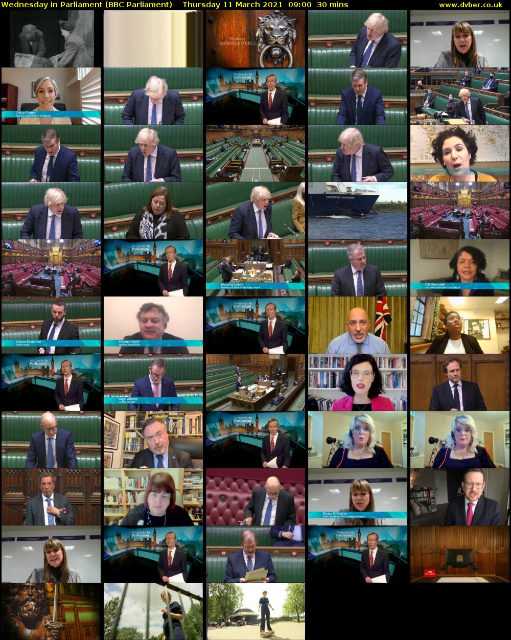 Wednesday in Parliament (BBC Parliament) Thursday 11 March 2021 09:00 - 09:30