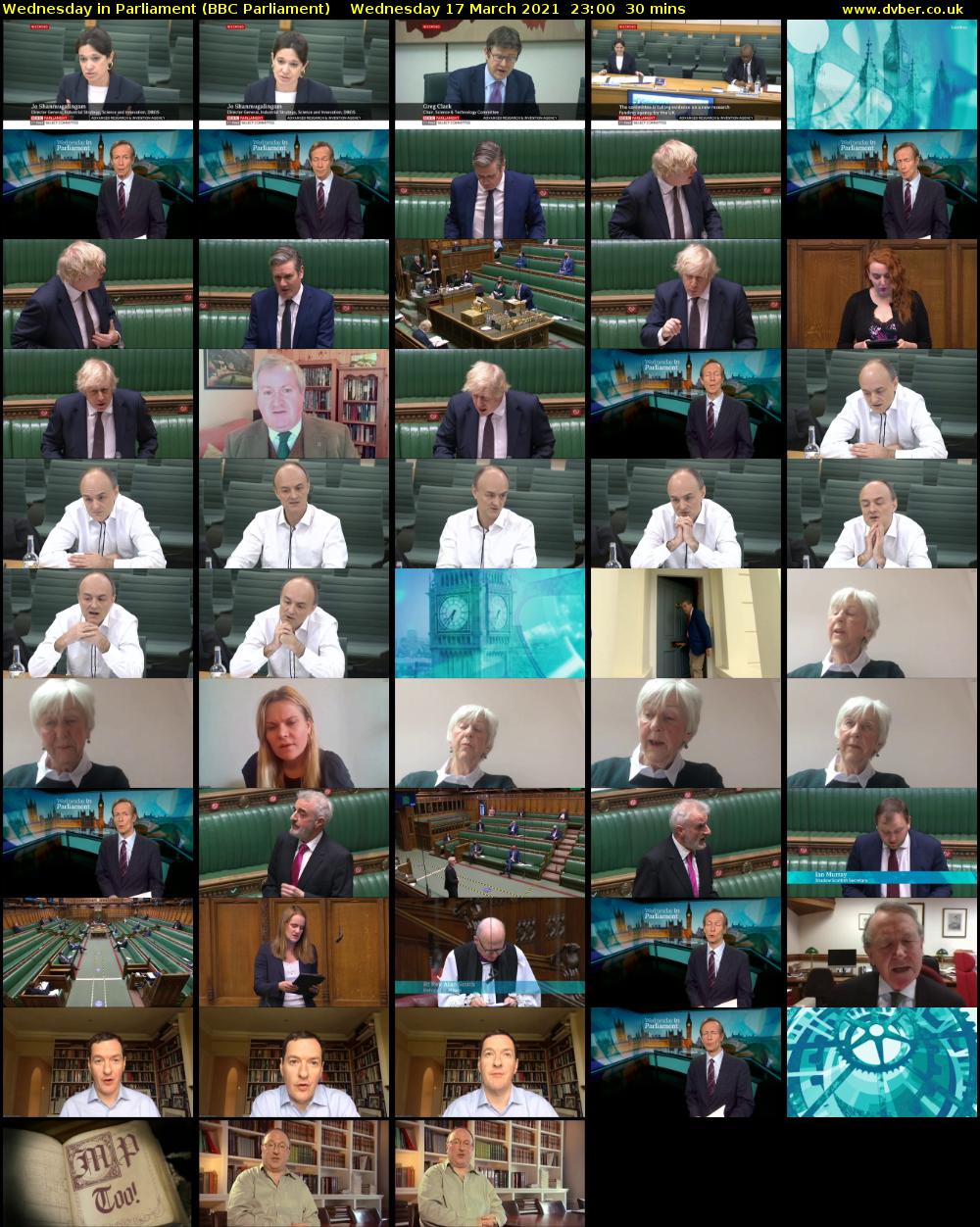 Wednesday in Parliament (BBC Parliament) Wednesday 17 March 2021 23:00 - 23:30