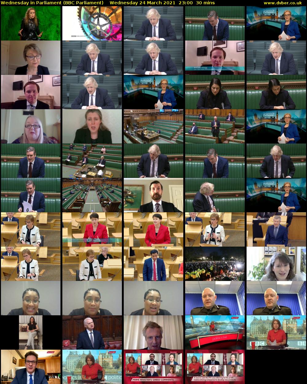Wednesday in Parliament (BBC Parliament) Wednesday 24 March 2021 23:00 - 23:30