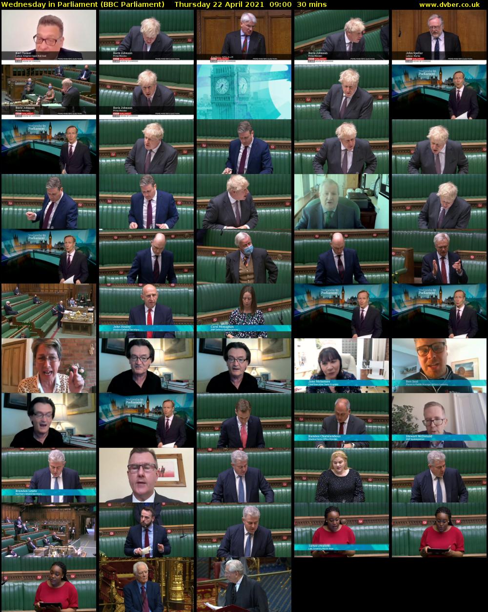 Wednesday in Parliament (BBC Parliament) Thursday 22 April 2021 09:00 - 09:30