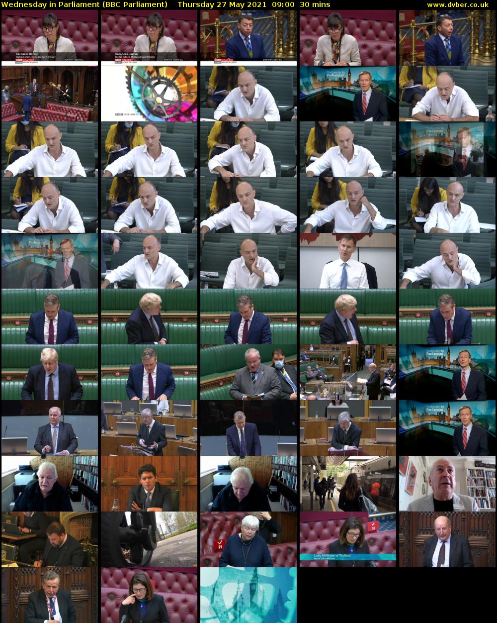 Wednesday in Parliament (BBC Parliament) Thursday 27 May 2021 09:00 - 09:30