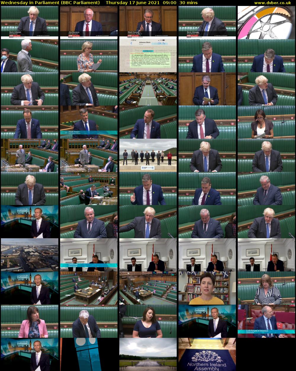 Wednesday in Parliament (BBC Parliament) Thursday 17 June 2021 09:00 - 09:30
