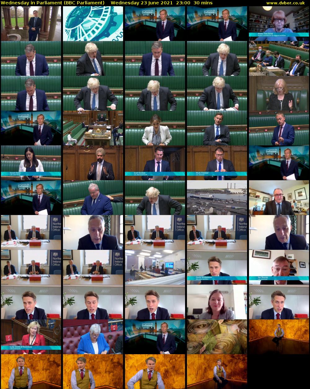 Wednesday in Parliament (BBC Parliament) Wednesday 23 June 2021 23:00 - 23:30