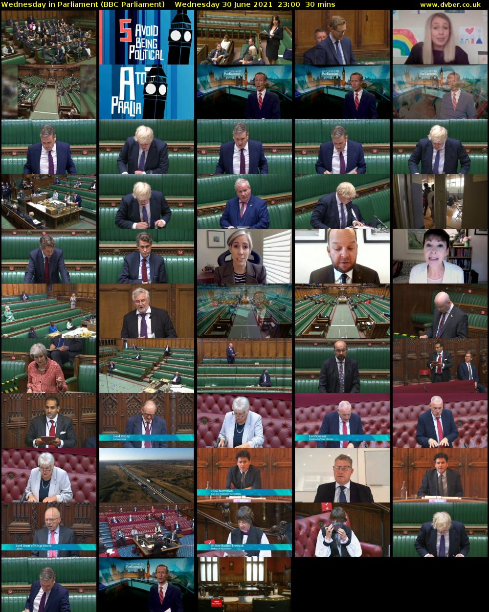 Wednesday in Parliament (BBC Parliament) Wednesday 30 June 2021 23:00 - 23:30