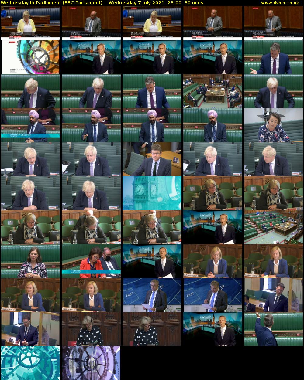 Wednesday in Parliament (BBC Parliament) Wednesday 7 July 2021 23:00 - 23:30