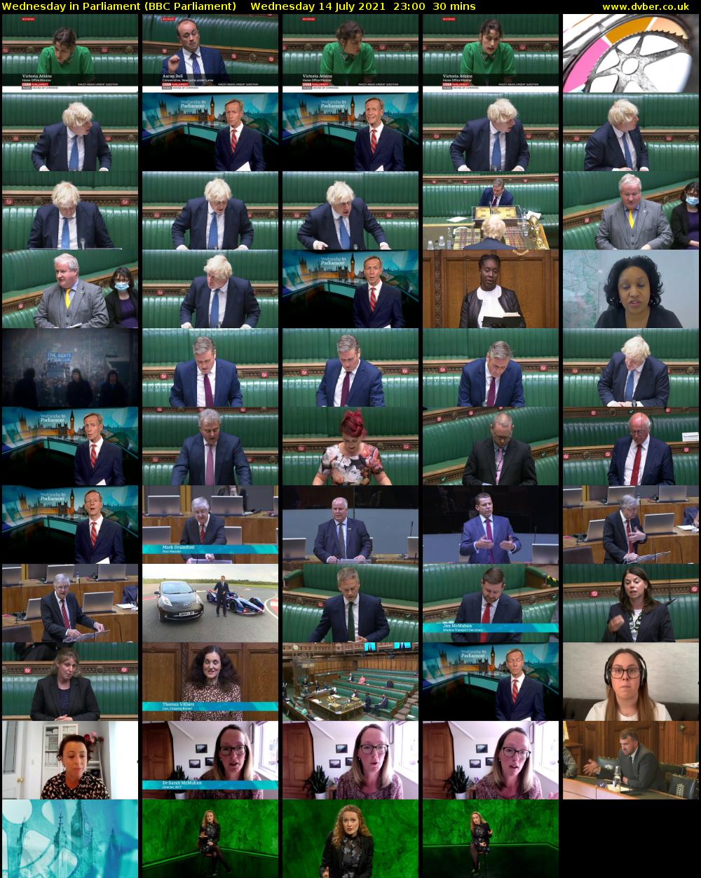 Wednesday in Parliament (BBC Parliament) Wednesday 14 July 2021 23:00 - 23:30