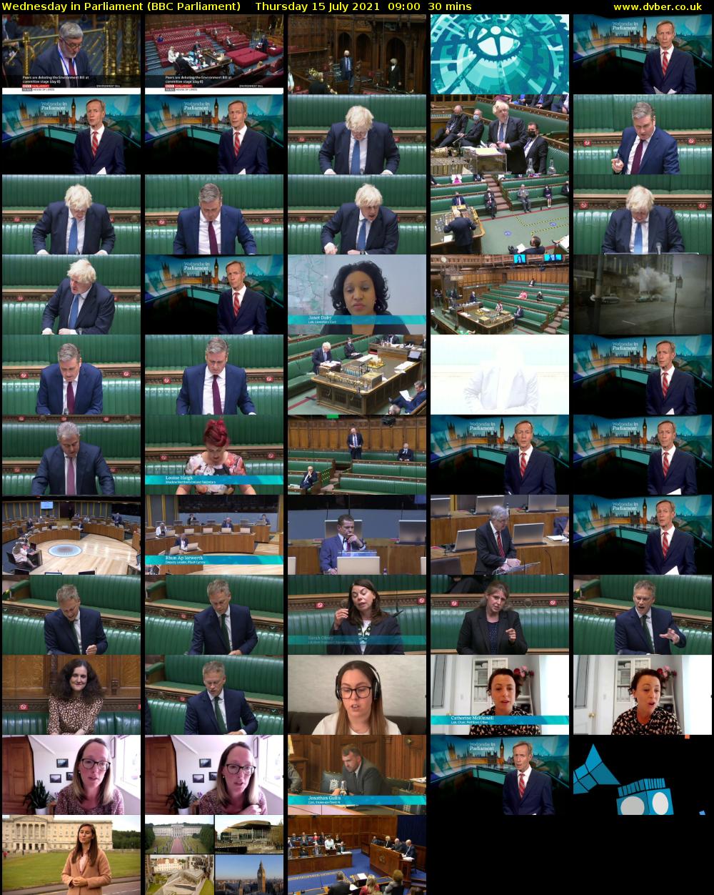 Wednesday in Parliament (BBC Parliament) Thursday 15 July 2021 09:00 - 09:30